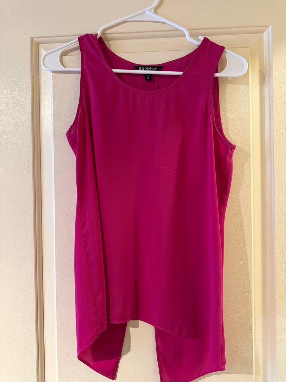 Express Women's Hot Pink Sleeveless High-Low Tank Top